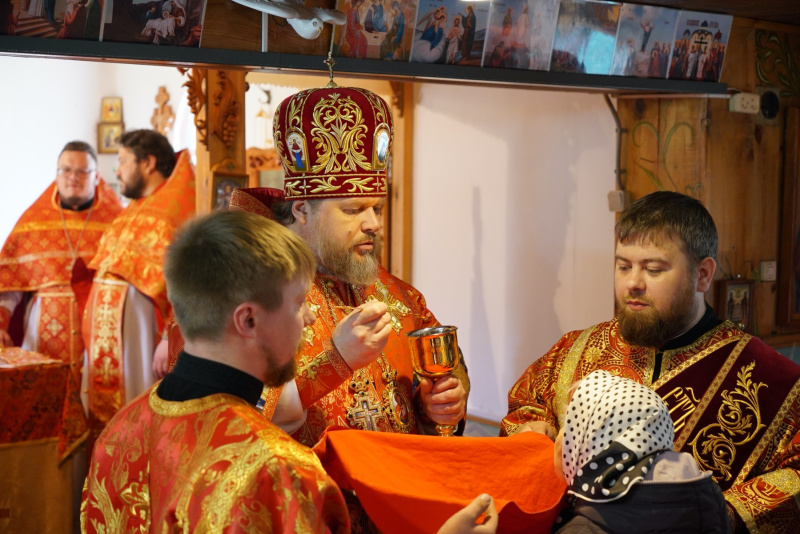 В праздник Преполовения Пятидесятницы епископ Серафим совершил Божественную литургию в храме великомученика Георгия Победоносца села Воеводское 